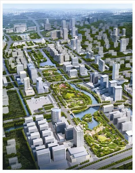 中央绿轴鸟瞰图
