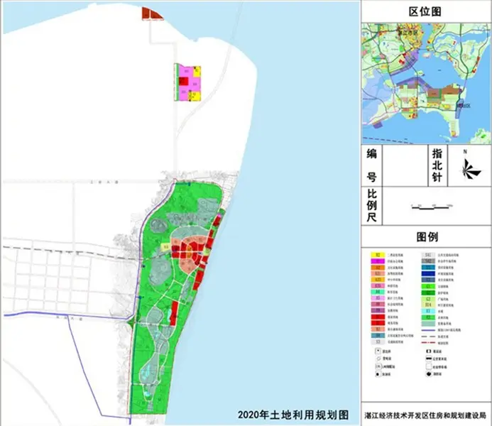 湛江市东海岛龙海天片区控制性详细规划公示:一心两带两轴三片空间