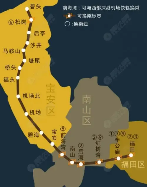 10号线又称坂田线,起自福田口岸,终点为平湖,线路全长29.