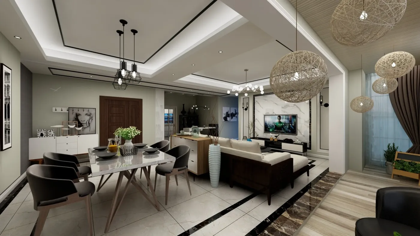 金河谷160平米套三双卫现代风格装修效果图